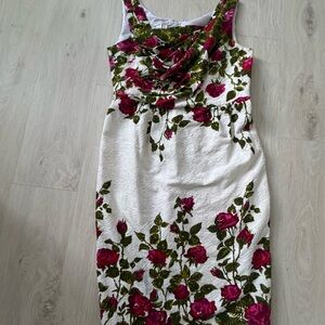 London Times Pink and Green Floral Dress